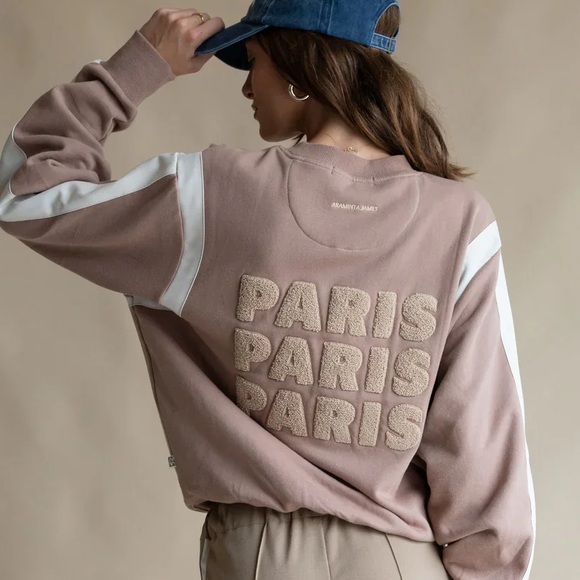 Araminta James Tops - Araminta James Tan Brown Paris Love Sweatshirt Pullover Medium